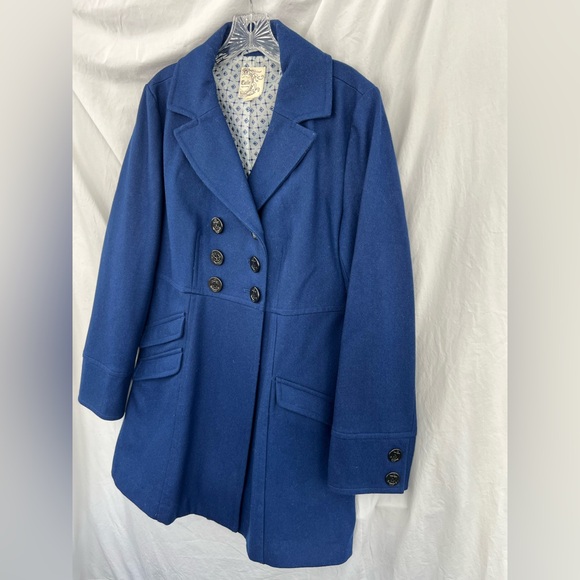 Blue Wool Peacoat, lighter weight, Large Junior Girls - Picture 2 of 12